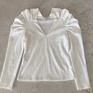 Rebecca Taylor Women's Puff Sleeve V-Neck Top - White